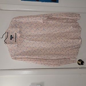 Club Room Men's Tennis Novelty Print Cotton Button Front Long Sleev Shirt Size L